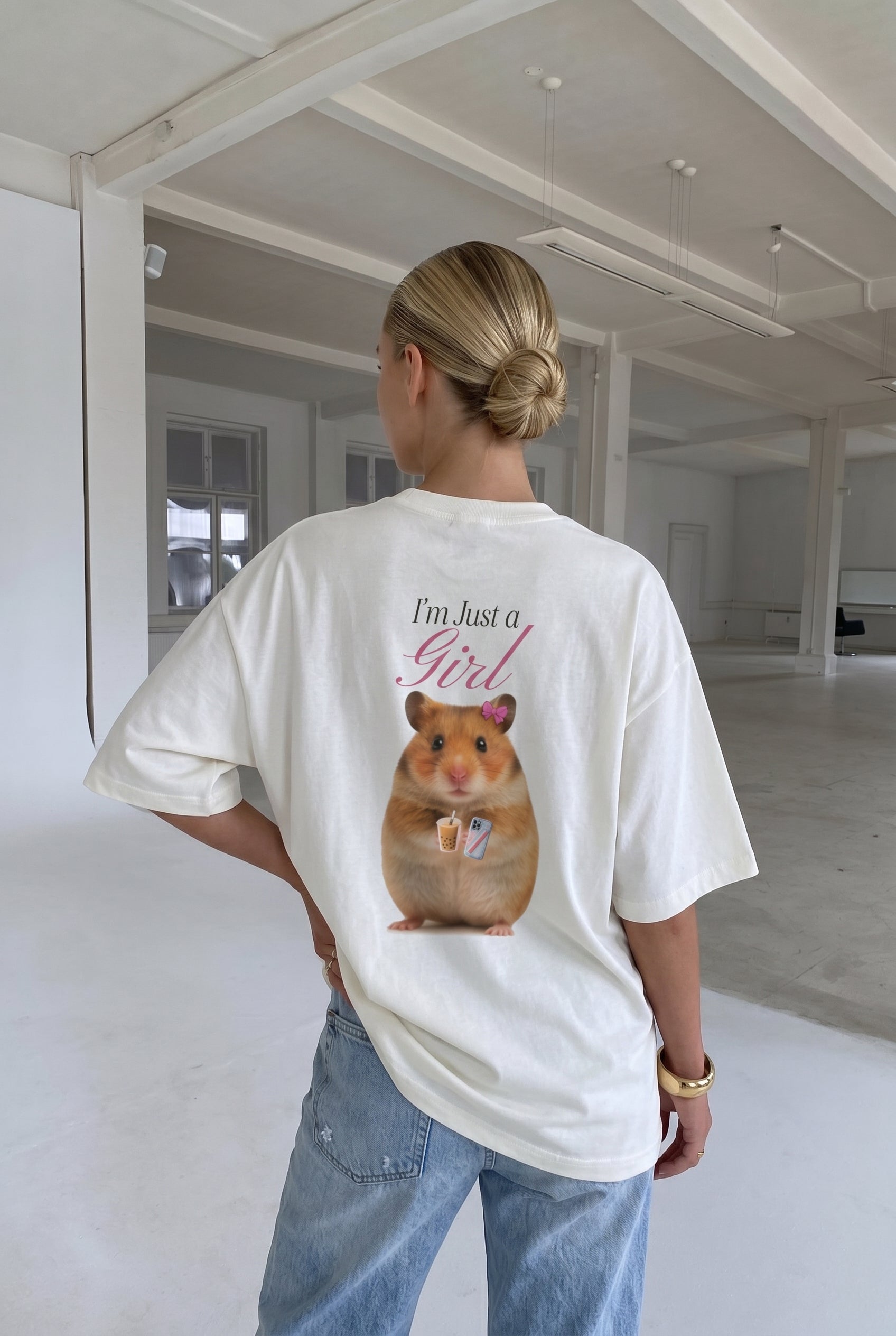 I’m Just a Girl Hamster Tee – Cute Graphic Shirt, Soft Cotton Aesthetic Top